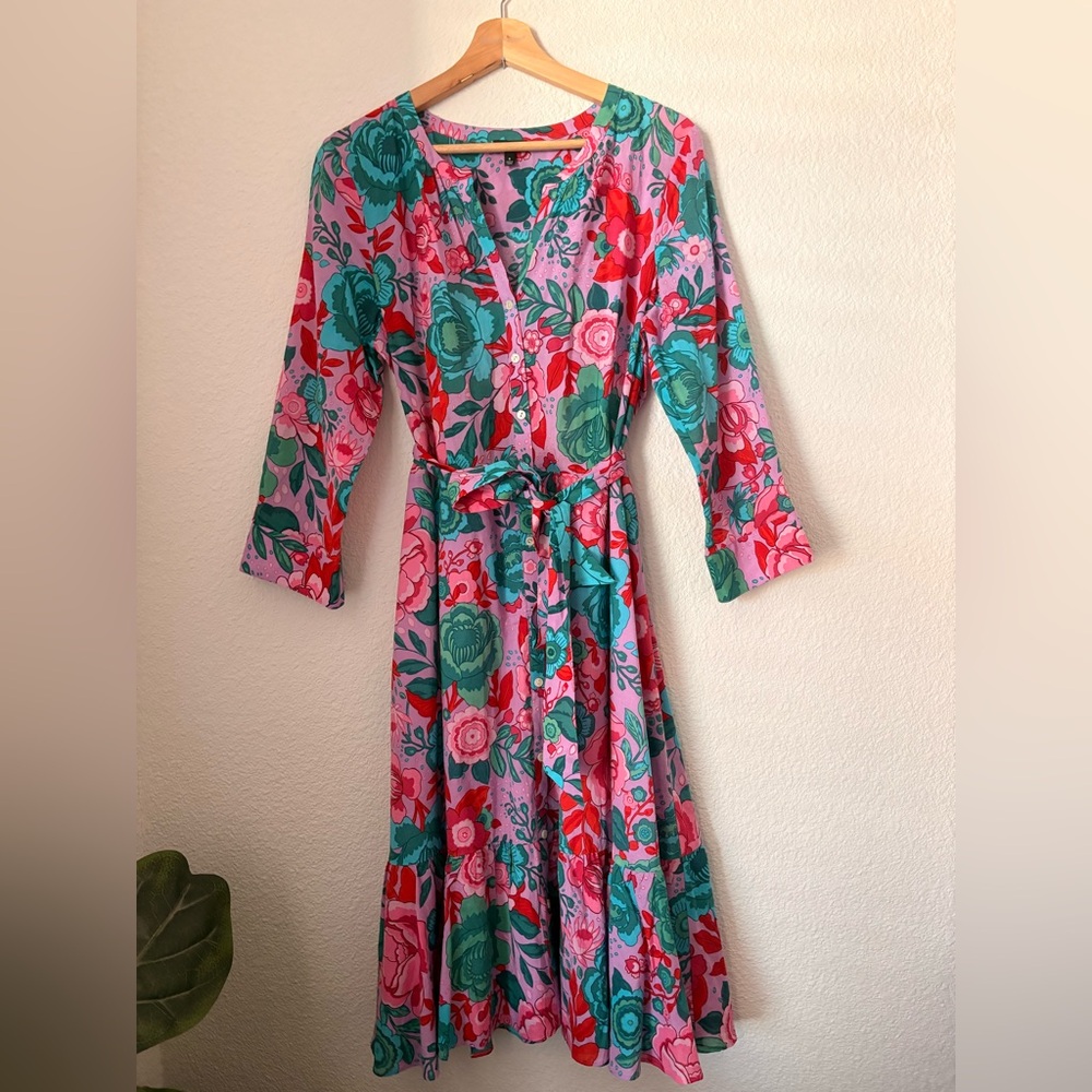 Talbots sketched Blooms Cotton Shirt Dress NWOT